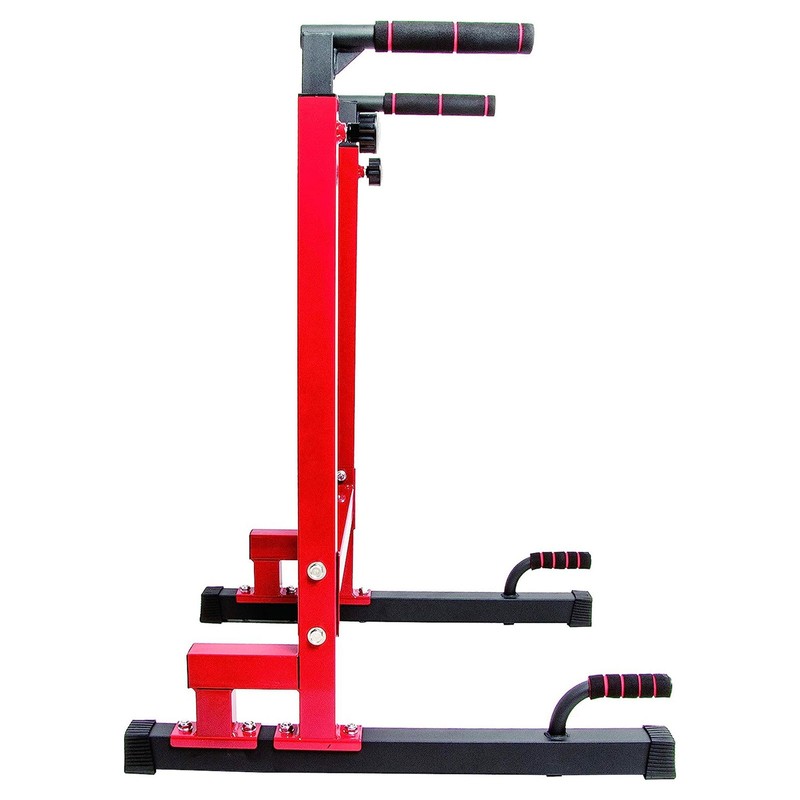 BalanceFrom Multi-Function Home Gym Exercise Dip Stand, 500lb Capacity, Red gallery