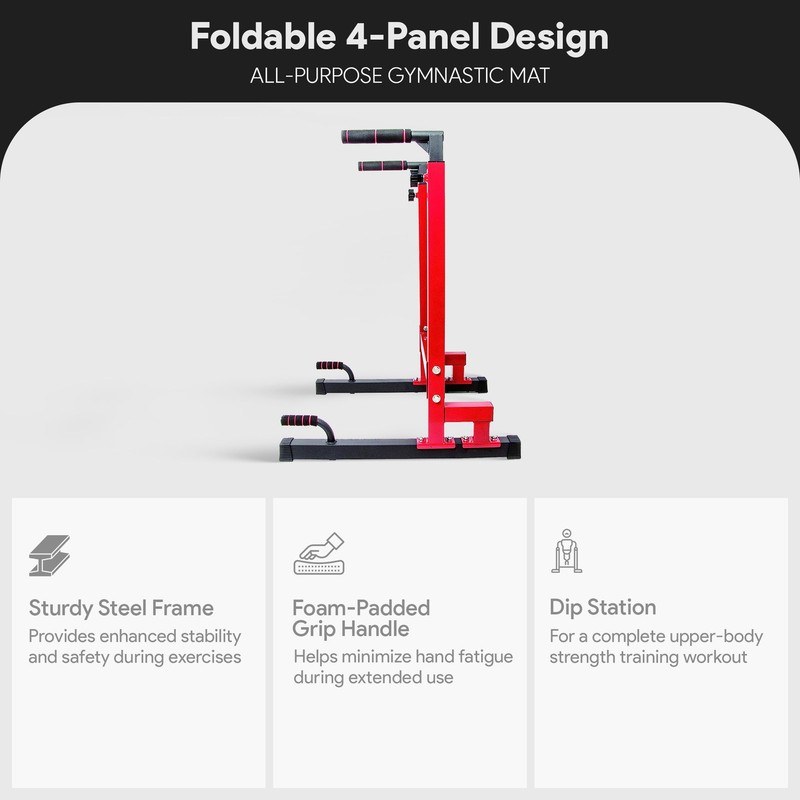 BalanceFrom Multi-Function Home Gym Exercise Dip Stand, 500lb Capacity, Red gallery