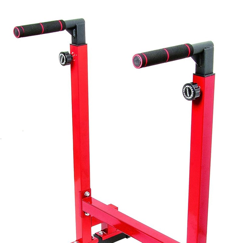 BalanceFrom Multi-Function Home Gym Exercise Dip Stand, 500lb Capacity, Red gallery