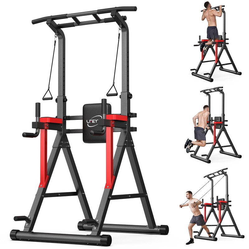 Indoor Pull Up Bar Power Tower Dip Station Home Gym Strength Training Equipment