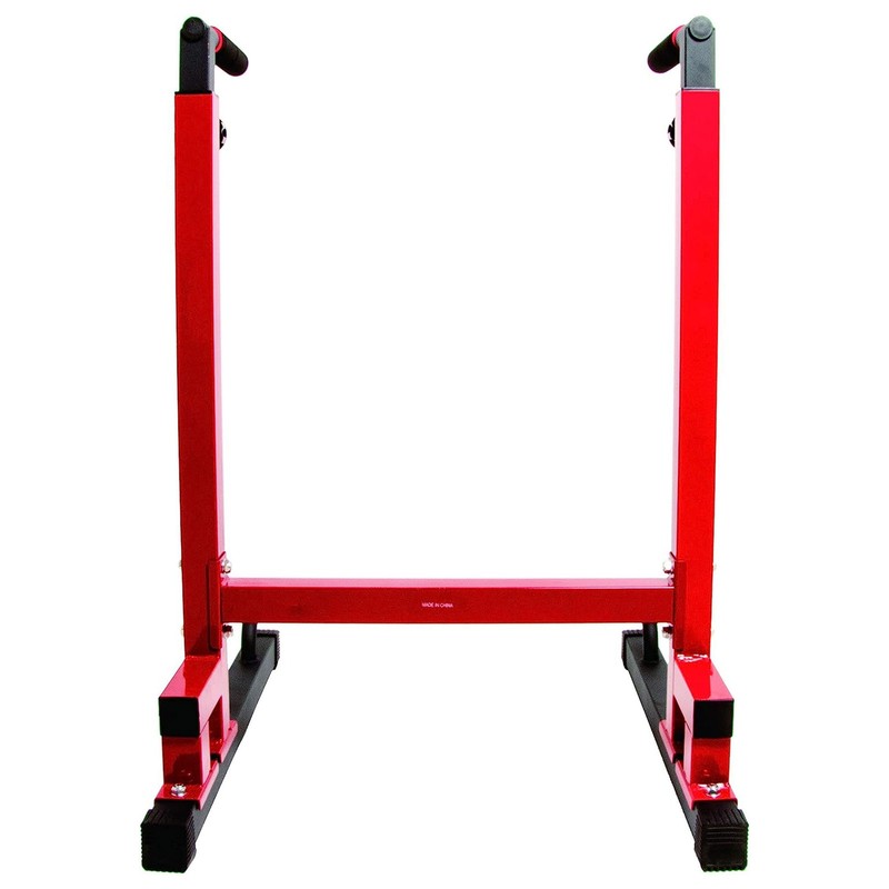 BalanceFrom Multi-Function Home Gym Exercise Dip Stand, 500lb Capacity, Red gallery